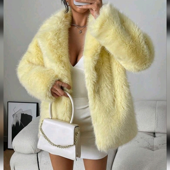 Fox Fur Collar Faux Leather Jacket, Minimalist Fashion Casual Everyday Wear - Picture 1 of 5